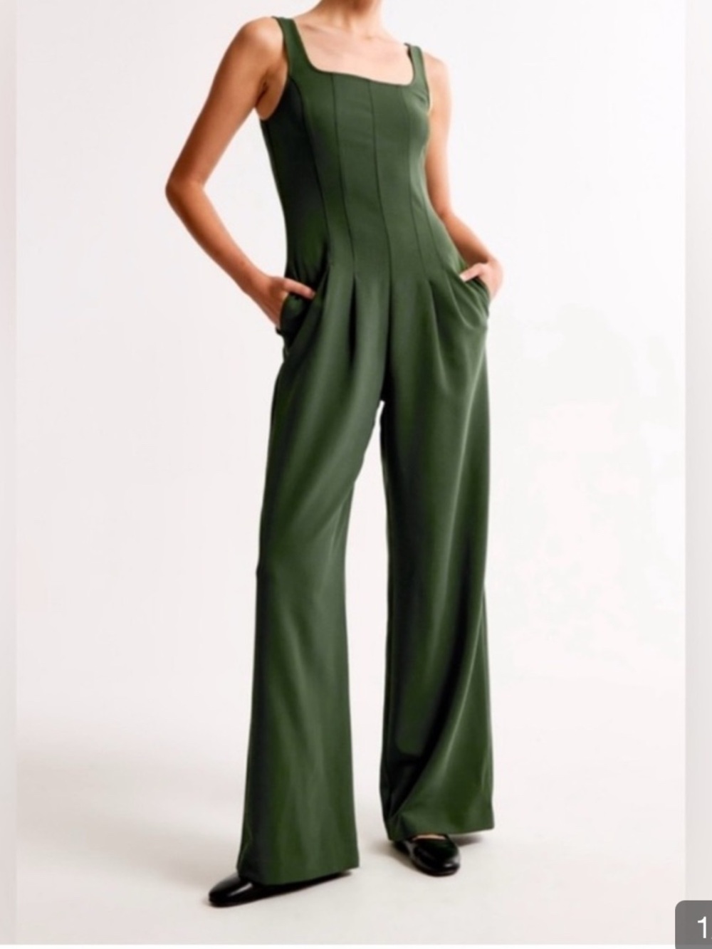 NEW Abercrombie & Fitch Wide Leg Jumpsuit size XS Coastal Cowgirl Chic, Green